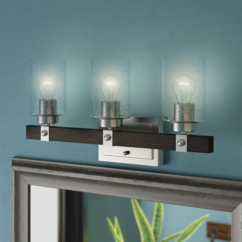 Williston Szeto 3Light Dimmable Brushed Nicke/Wood Vanity Light & Reviews Wayfair